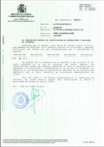 Certificación de Clasificación Empresarial de Actualia